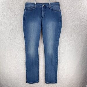 NYDJ‎ Blue Denim Skinny Leg Jeans Womens Mid-Rise Medium Wash Casual Size 10P